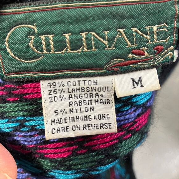 Vintage Cullinane Womens M Sweater Vest Black Floral Lamb's wool blend cottage - Picture 11 of 15